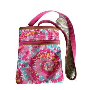 Simply Southern PINK TURQUOISE Floral CROSSBODY Purse 10” X 8”